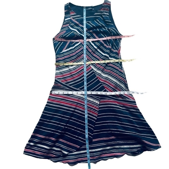 Le Lis Blanc mini dress sleeveless asymmetrical stripe linen lined size 40 - Picture 13 of 14